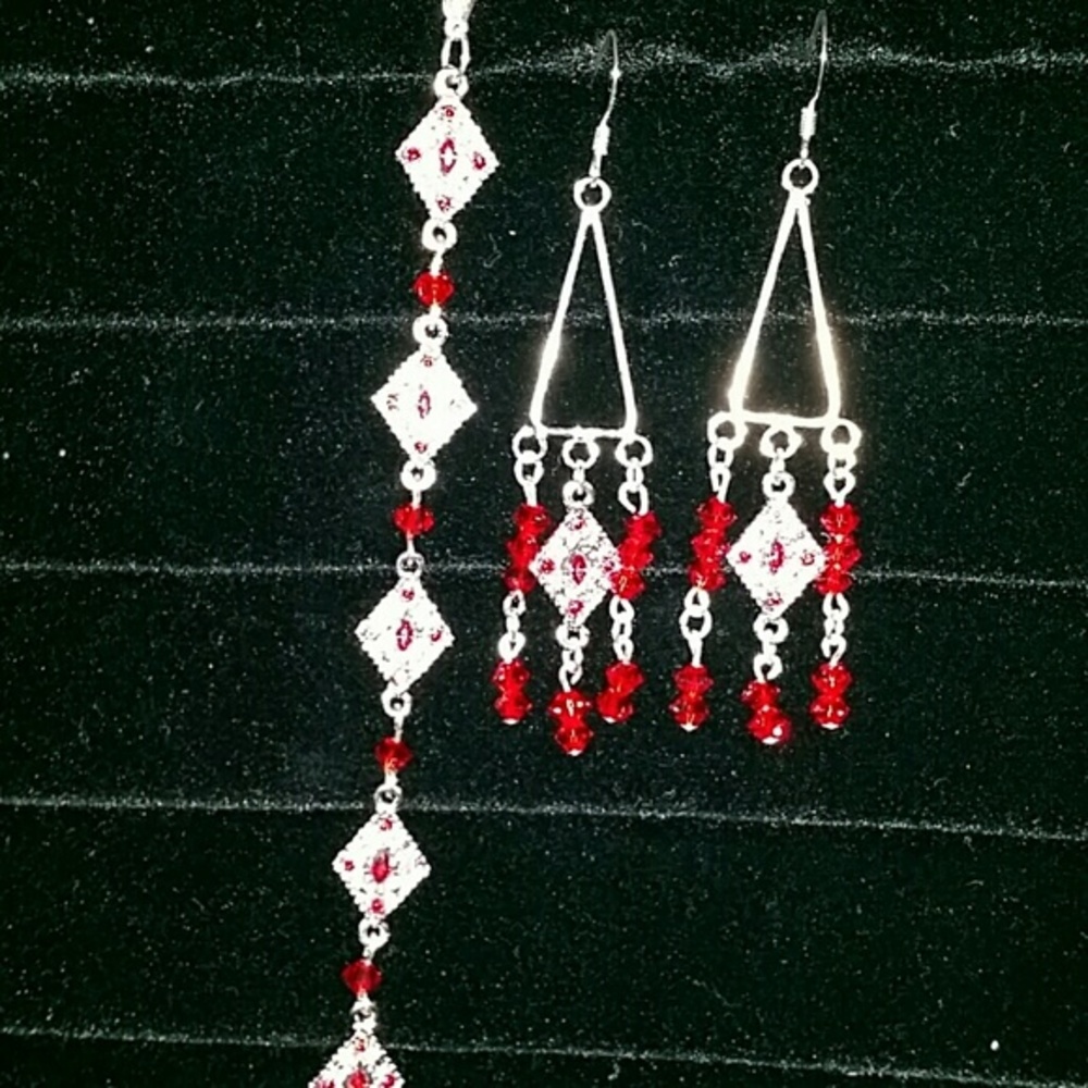 Handmade Chandelier Earring and Bracelet Set